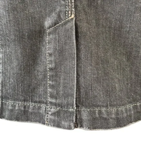 DKNY Jeans Women's Black Cropped Denim Military Style Jacket Stretch Faded L EUC - Picture 14 of 16